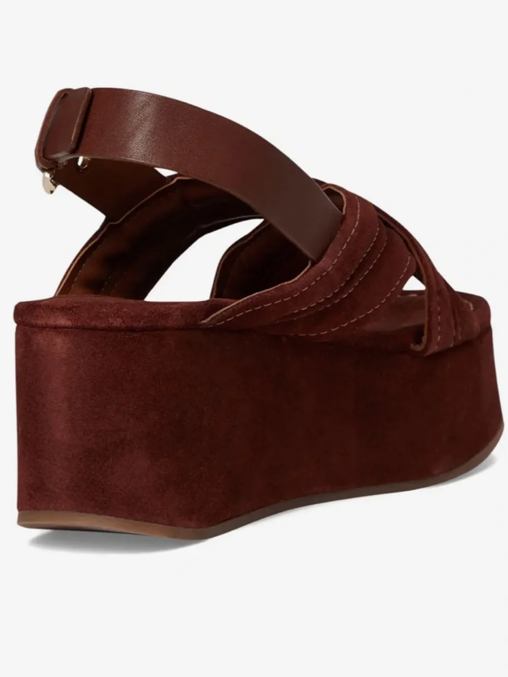Platform Suede Crisscross Slingback Sandal - Burgundy